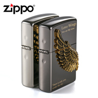芝宝 zippo打火机正版黑冰爱之翼正品贴章翅膀爱情防风男