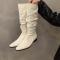 戈佳妮2023新款秋冬粗跟堆堆长筒骑士靴子女法式中筒瘦瘦西部长靴