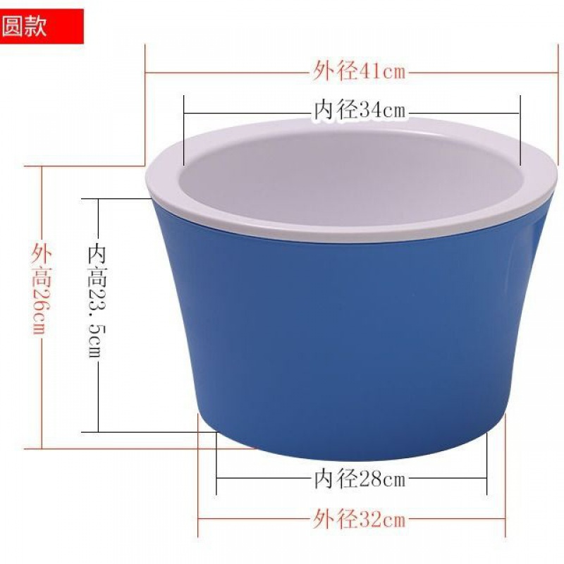保温泡脚桶塑料洗脚盆带盖加厚恒温足浴桶家用非全自动按摩泡脚盆 橙色不带盖圆桶