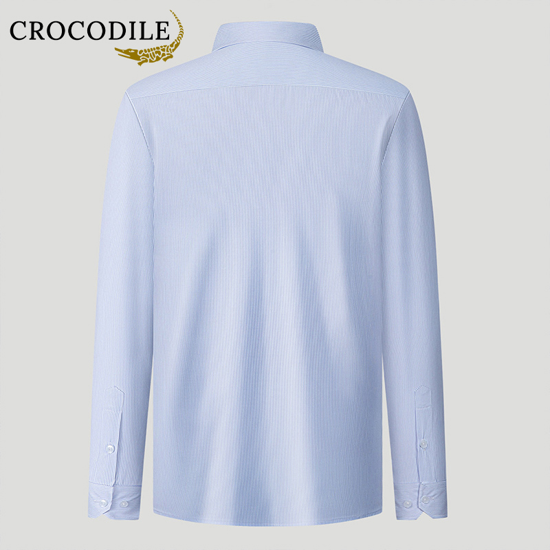 鳄鱼恤CROCODILE 男士秋冬经典条纹衬衫商务休闲长袖衬衣高清大图