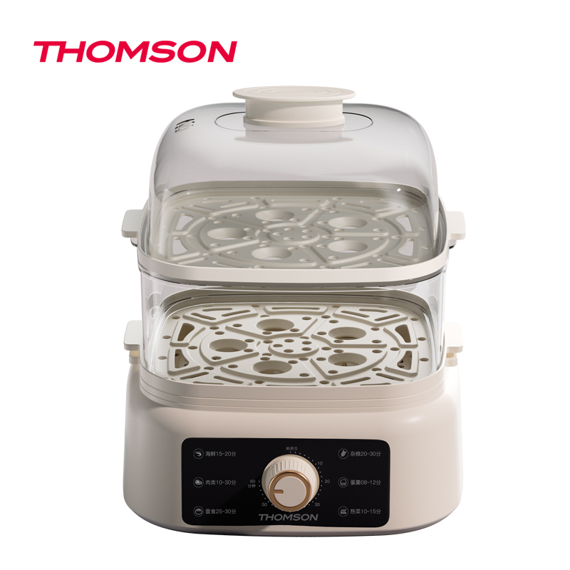 THOMSON 家用电蒸锅电火锅 快蒸锁鲜 多层加大容量智能蒸锅6L C-T0326!
