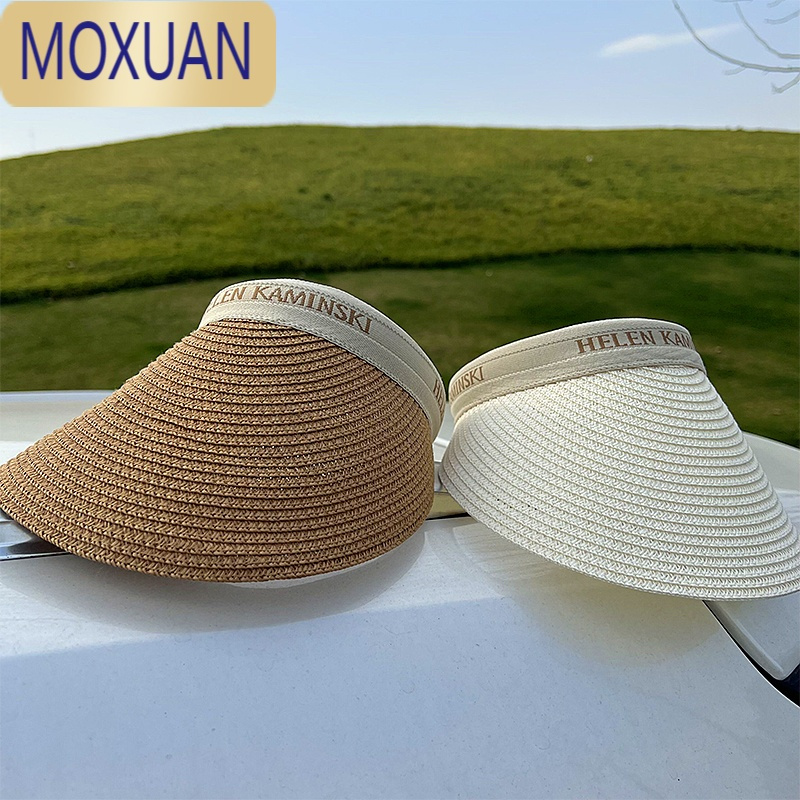 MOXUAN草编鸭舌帽防晒空顶帽女春夏季百搭遮阳太阳帽大檐沙滩帽字母纯色