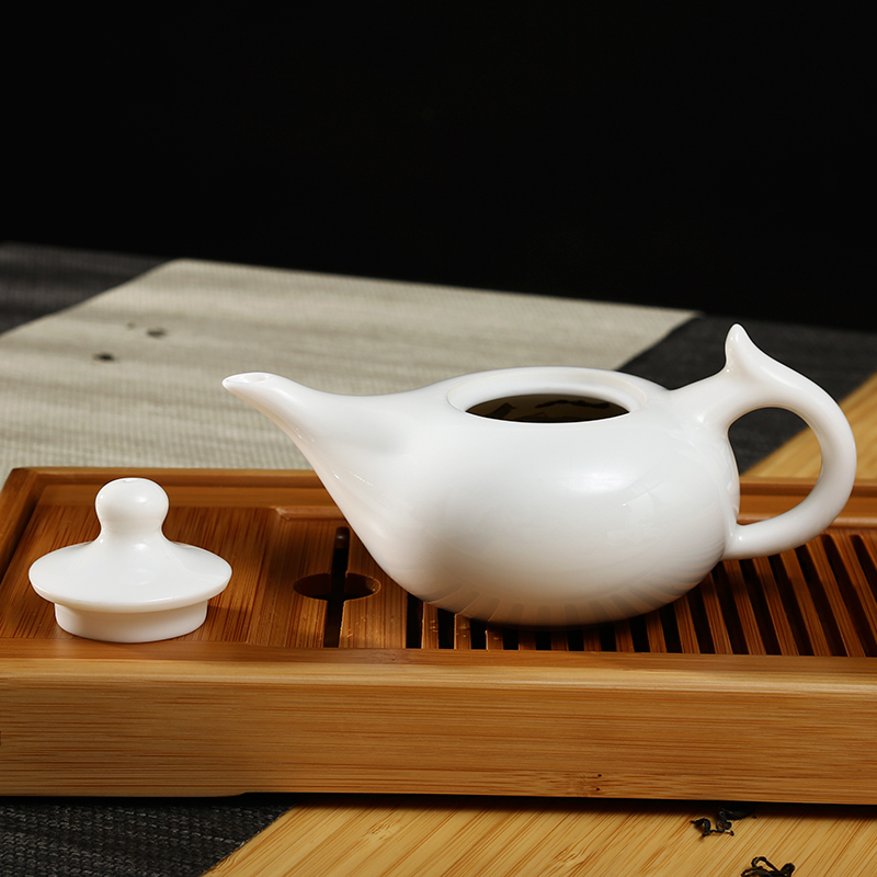 金镶玉 茶壶 陶瓷功夫茶具 高白瓷品茗壶 礼盒装 大权在握高白壶
