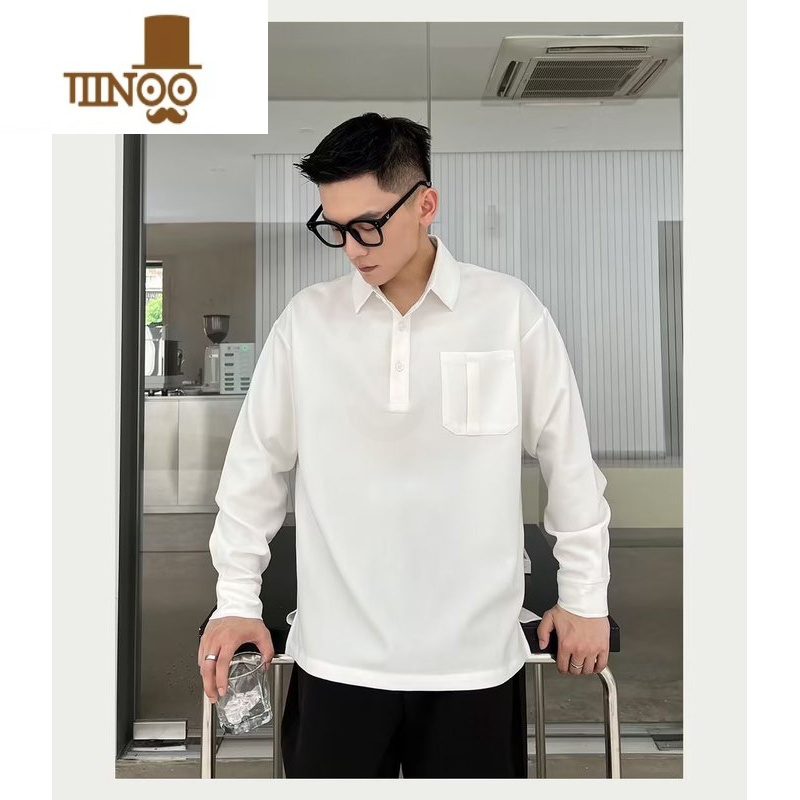 YANXU2023男士新款衬衫休闲百搭宽松商务衫长袖薄款潮薄高清大图