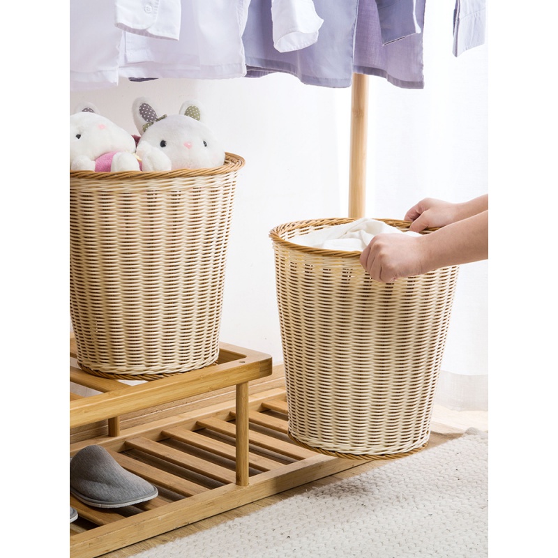 塑料仿藤编脏衣篮浴室洗衣收纳筐编织洗衣篮放脏衣服的篮子脏衣篓_2高清大图