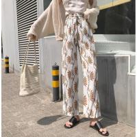 港味裤宽松韩版百搭高腰印花系带怪味少垂阔休闲裤白均