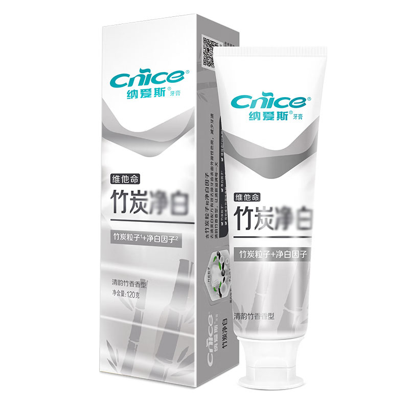 纳爱斯牙膏去除牙渍抗糖防蛀竹炭净白120g(包装随机)