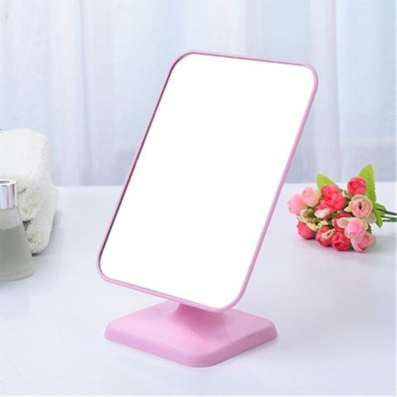 欧式爱心双面化妆镜便携台式梳妆镜宿舍美妆镜子高清公主镜 [粉色台式]单面镜子(送梳子)