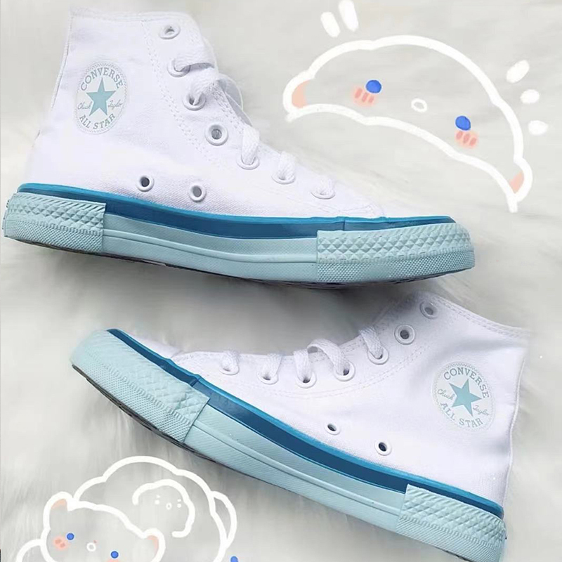 converse匡威allstar高帮奶油白蓝冰淇淋男女帆布鞋568805c参数
