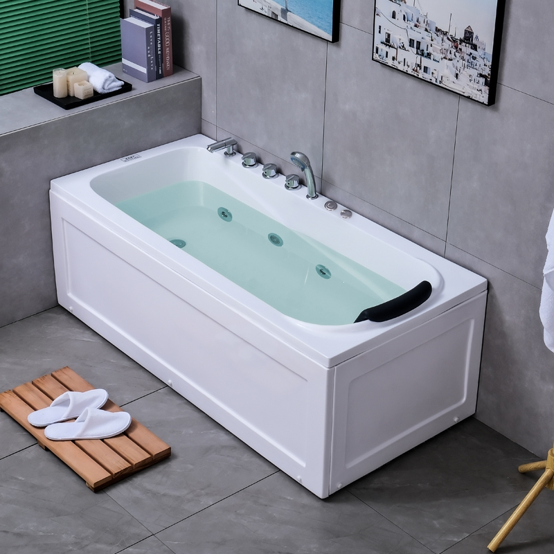 亚克力普通浴缸单人方形独立式藤印象双群边浴缸加厚加深浴缸视频