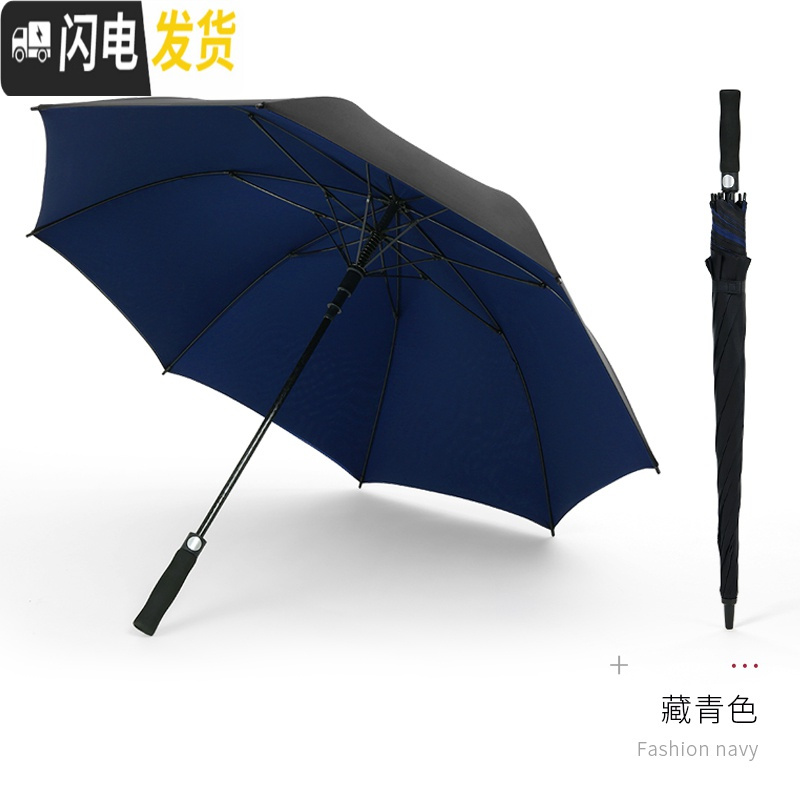 三维工匠24骨双层自动雨伞男s长柄双人超大号三人加固抗风晴雨两用太阳伞 自动双层款防雨8骨-藏青色伞下132cm