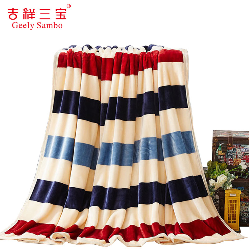 吉祥三宝家纺法兰绒毛毯---时尚条格 150×200cm 花色