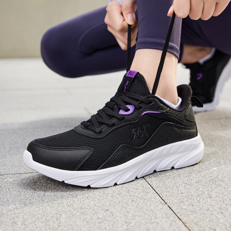 361°女鞋运动鞋新款皮面舒适跑鞋轻便减震跑步鞋女款