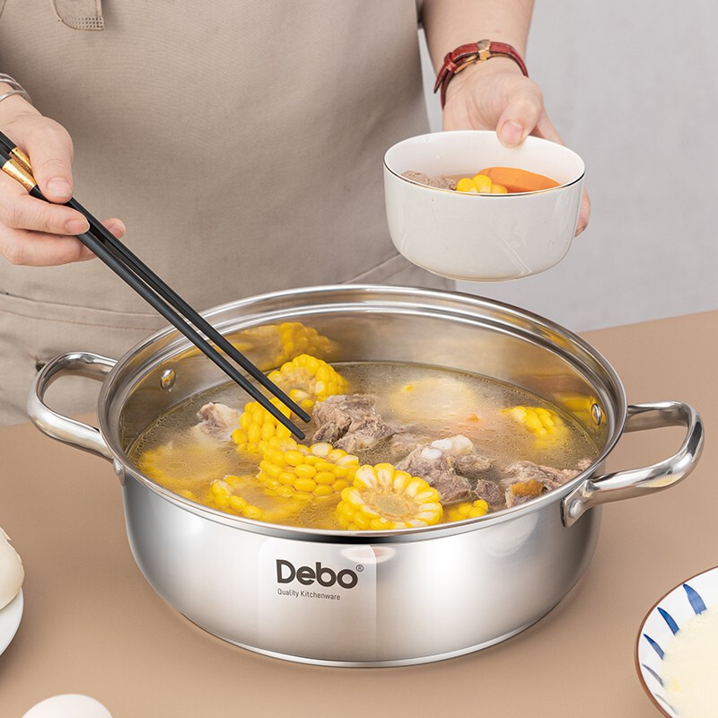 德铂 Debo 怀亚特火锅不锈钢汤锅涮锅燃气电磁炉通用 DEP-DS289 口径30cm高清大图