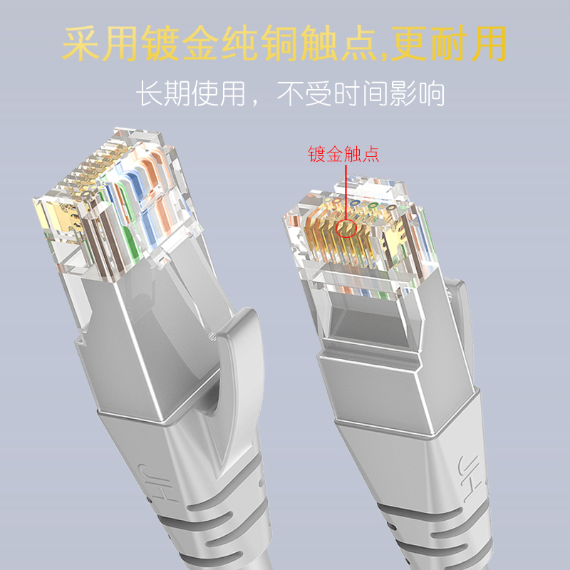 晶华 五类网线 高速百兆网络连接线 CAT5类家用工程宽带电脑路由器RJ45成品跳线八芯双绞线 灰色1米W183C
