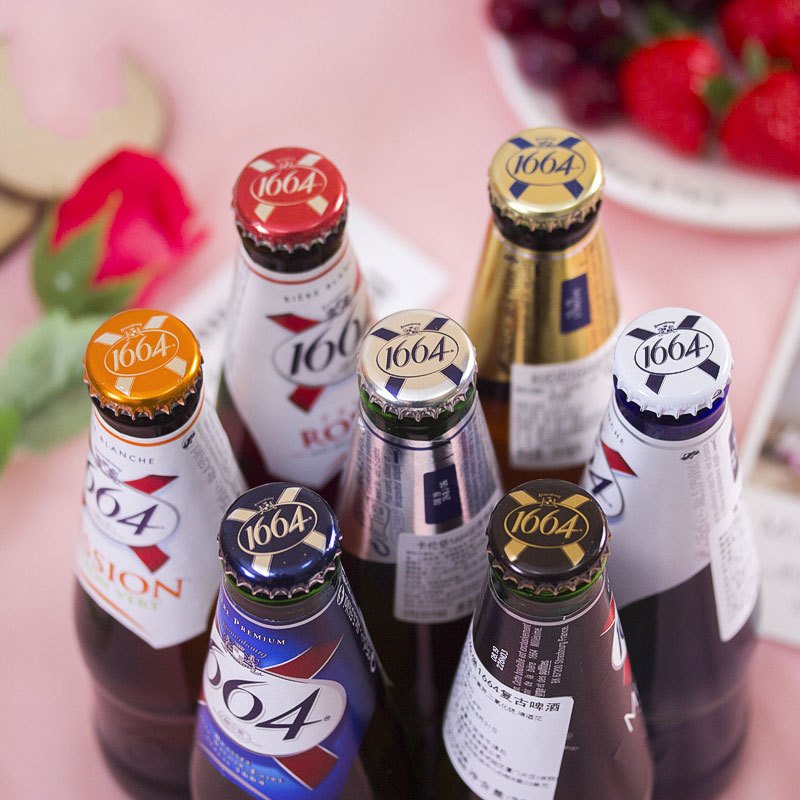 法国原装进口1664玫瑰rose啤酒1664果味克伦堡凯旋250ml6瓶装
