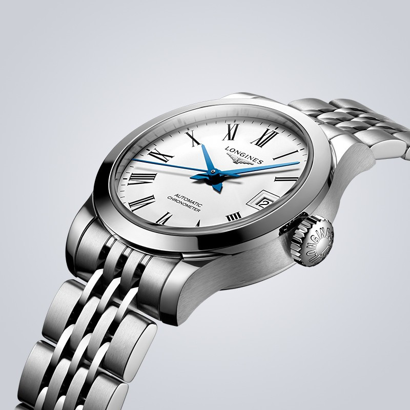 浪琴longines瑞士手表开创者系列小蓝针蓝宝石镜面送女友淑女风钢带