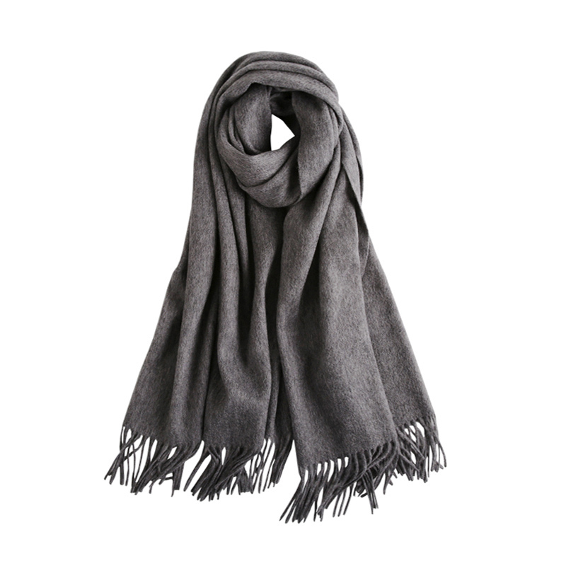 南极人披肩两用长款羊毛围巾深麻灰黑色20070cm深麻灰