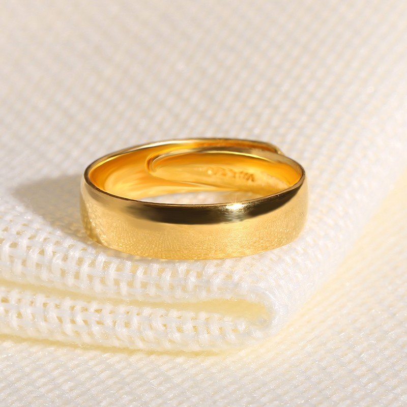 翠绿 黄金戒指 足金999男女款光面光圈戒子 金重约5.45-5.55g a010000