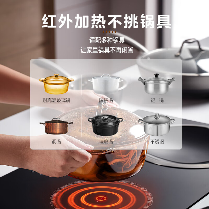 美的(Midea)电磁炉双灶家用大功率3500W电陶炉 一平一凹嵌入式不挑锅 智能触控滑控 MC-DZ35D06Q高清大图