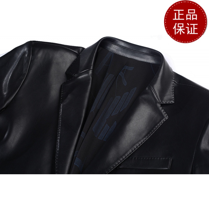 免费试穿潮男皮西装2021年秋冬新款男士皮衣西装领大口袋仿真皮休闲男外套2021冬装新款_302高清大图