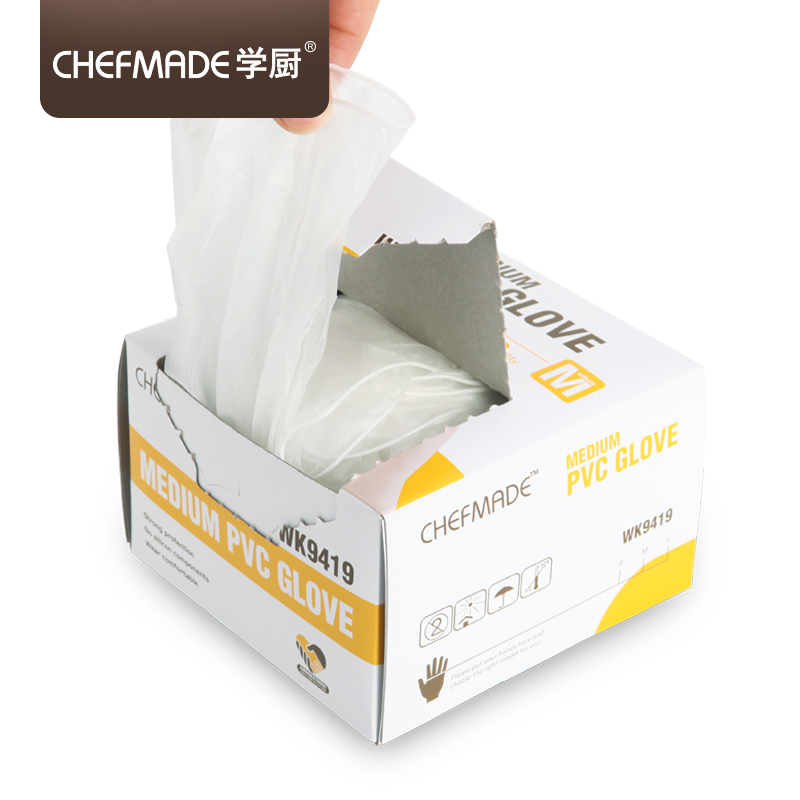 学厨CHEFMADE 烘焙工具 PVC材质 PVC一次性手套 家务手套 清洁手套 防粘卫生 大号 WK9420