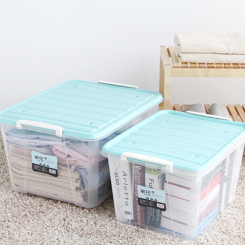 茶花 雅巧收纳箱 B28002 马卡龙蓝 86L 1个 整理箱 储物箱收纳盒置物箱收纳箱高清大图