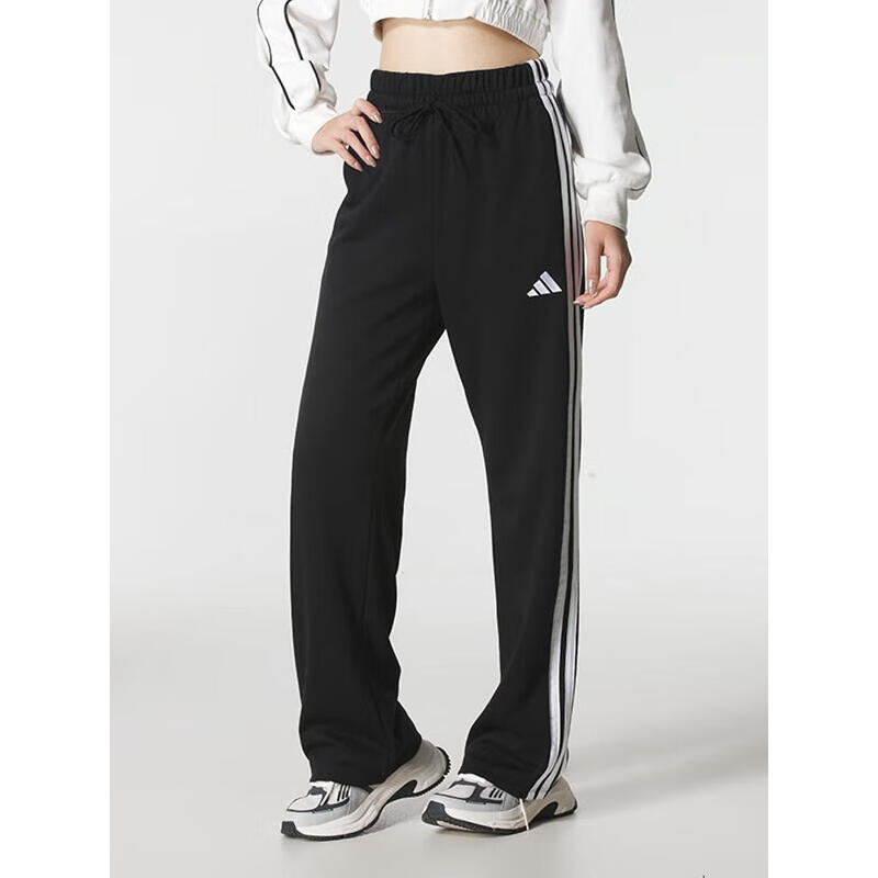阿迪达斯(adidas) 女装 秋季新款休闲舒适透气耐磨宽松跑步针织长裤子 JW7182 黑/白色 S