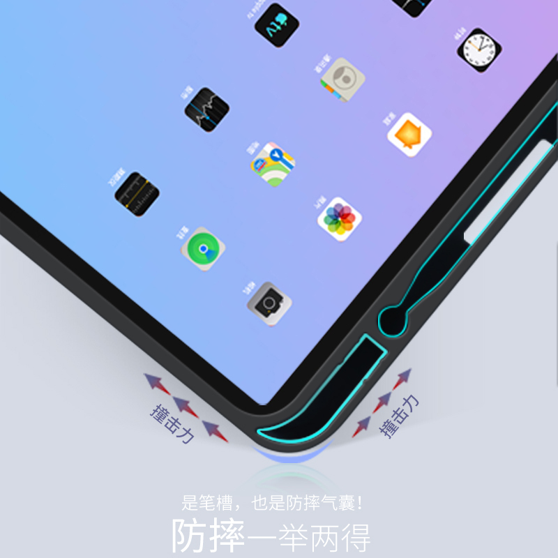 zoyu 2020新款ipad10.2保护套带笔槽第八/七代平板防摔三折套2019硅胶ipad保护套防弯壳风景