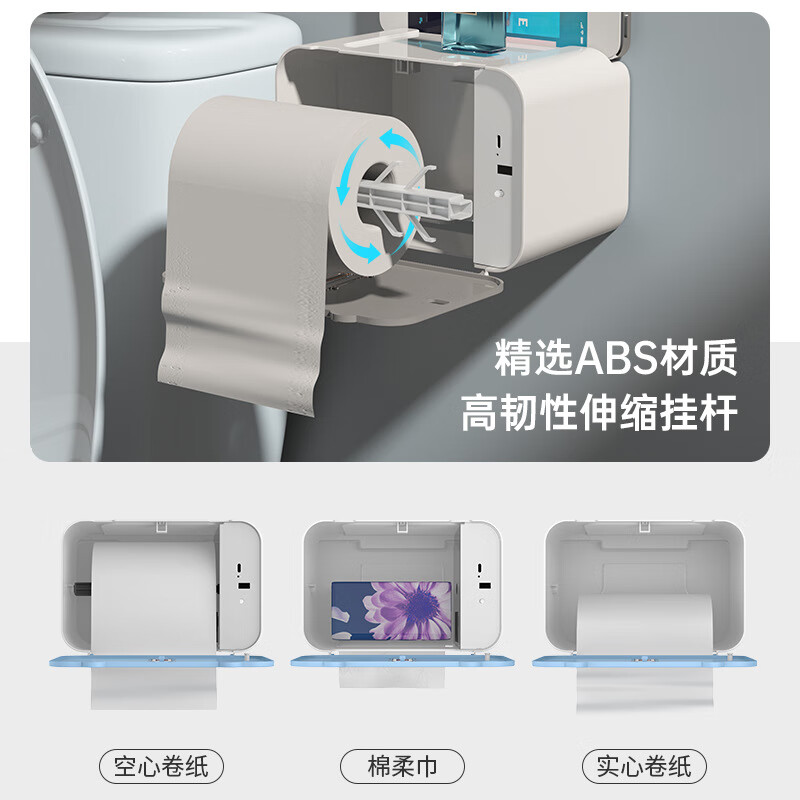 谋福 挂壁智能感应自动出纸机 厕所抽纸盒( 珊瑚蓝感应版)高清大图