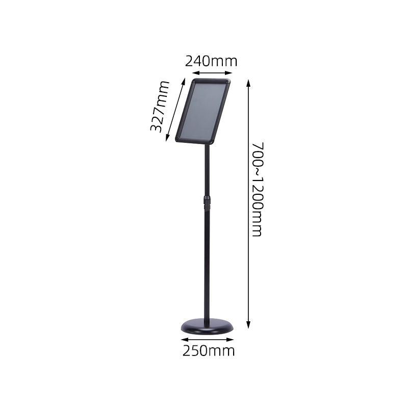 翌嘉YJ5011527 A4立牌指示牌酒店导向牌立式广告牌指引牌落地展示牌 黑色圆角高清大图