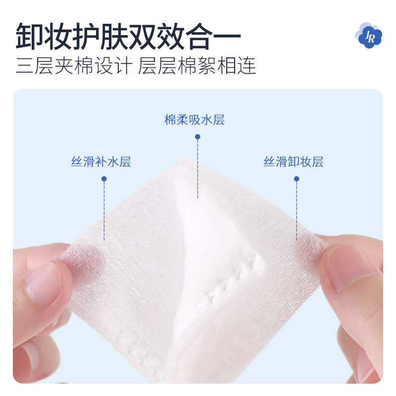 简柔(JIANROU) 纯棉双面平纹化妆棉120片*1盒高清大图