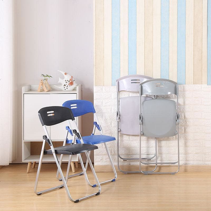 靠背椅折叠餐椅培训椅办公椅电脑椅凳子会议家用椅子宿舍椅休闲椅 特惠款黑色(密度板面)图片