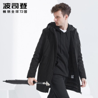 波司登BOSIDENG羽绒服男中长款男士秋季常规商务保暖风衣轻薄修身连帽上衣B80131019