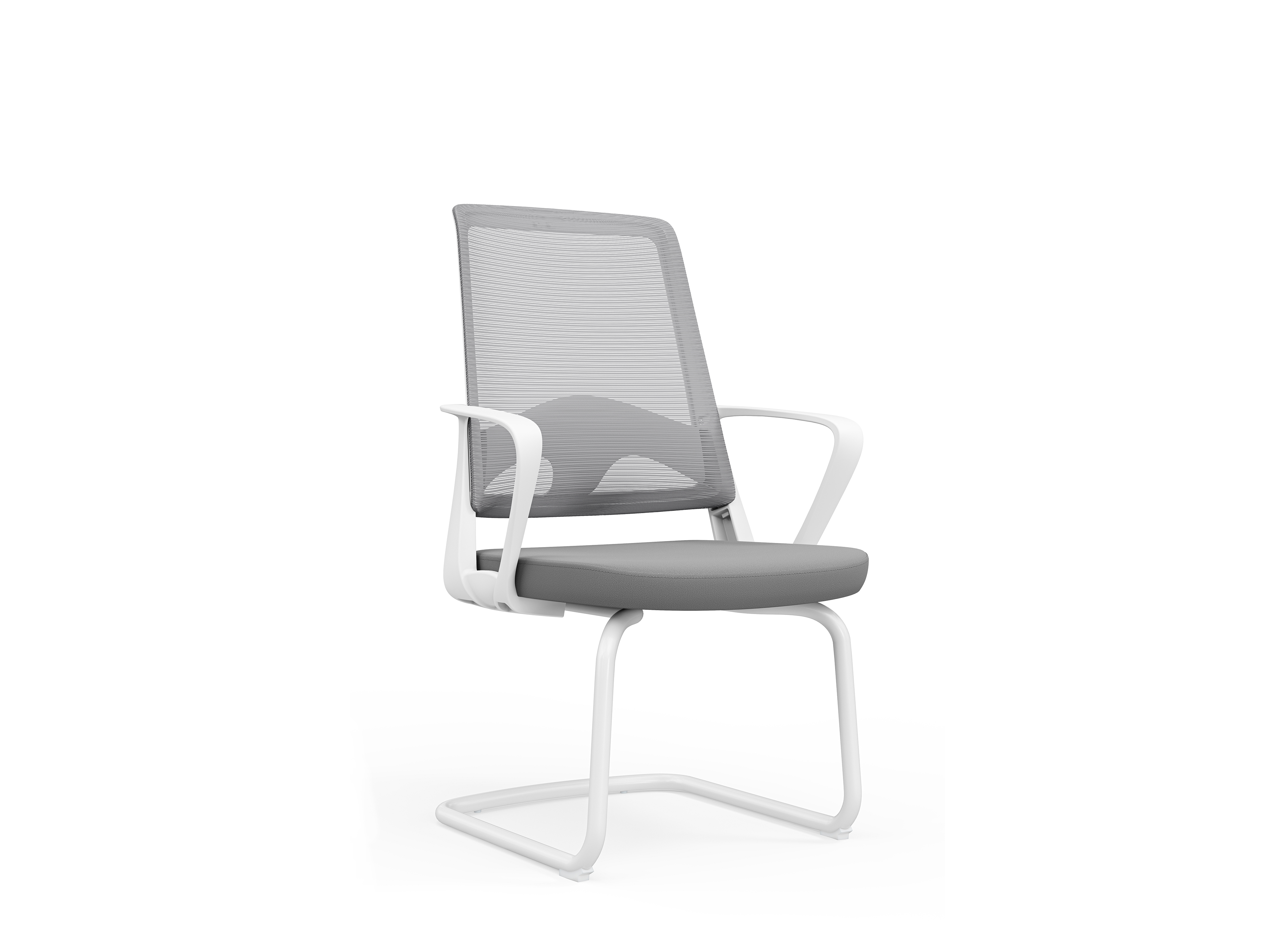 德诚和(DCH)办公椅子人体工学椅主管职员椅网椅时尚座椅 D913-1灰色白框弓形椅