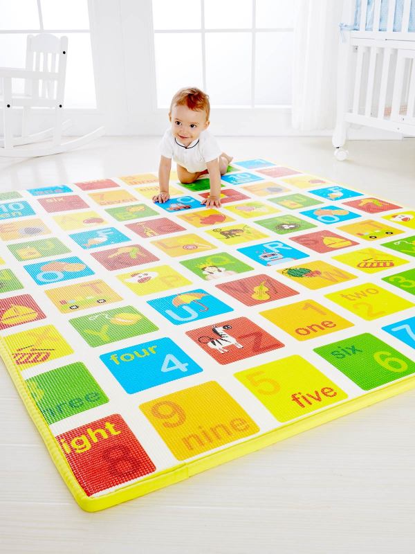 Hape丛林动物爬行厚垫小号180x150x2cm加厚婴幼客厅XPE材质2cm儿童环保双面爬爬垫爬行垫男孩女孩玩具高清大图