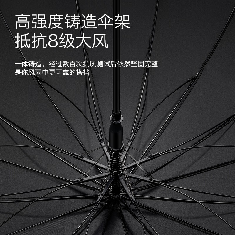 左都 ZD121藤木16骨长柄伞雨伞 [睿智蓝]16骨抗风高清大图