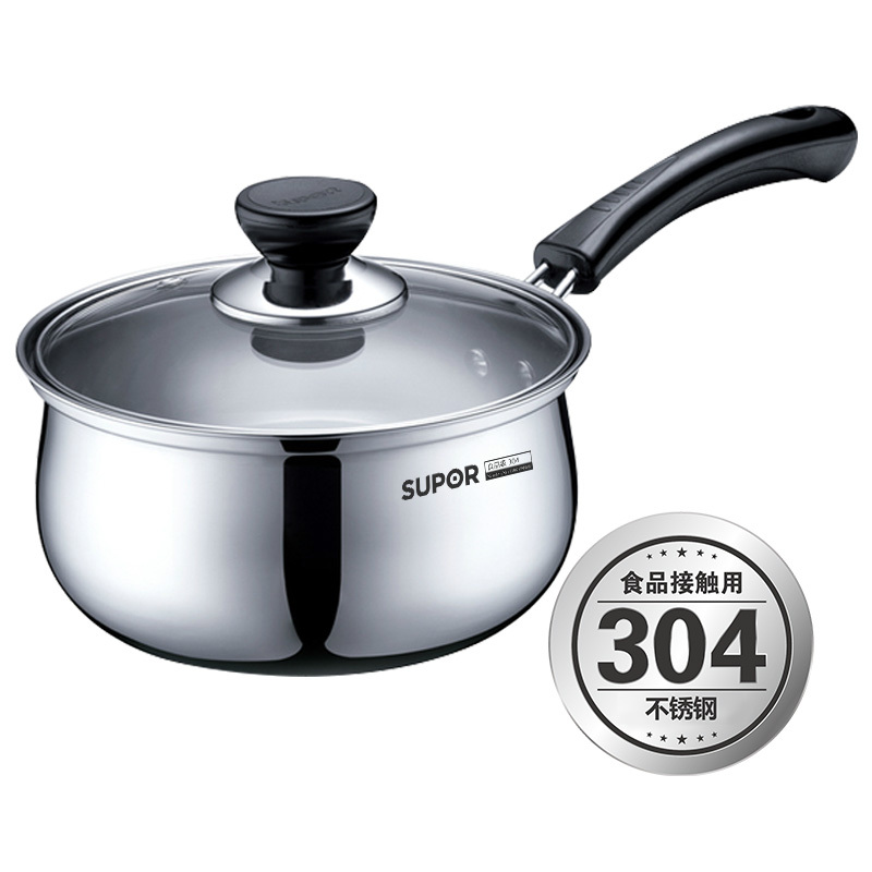 小奶锅304不锈钢煮奶泡面锅婴儿辅食锅热奶锅16cmst16h3
