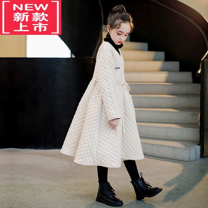 可莉允女童棉服中长款秋冬夹棉加绒加厚外套2022新款洋气连衣裙冬季过年图片