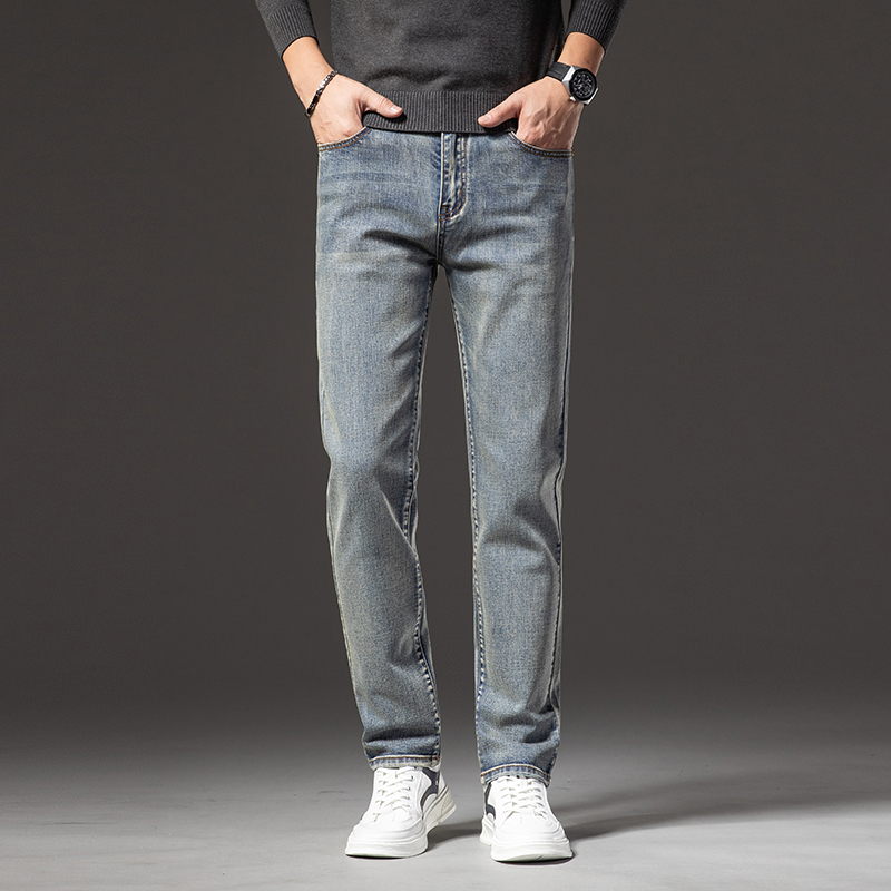 金盾(KIN DON)正品牛仔裤男直筒秋冬款新款修身男士弹力休闲蓝色长裤子 金盾牛仔裤535黄泥蓝 30(2尺3)