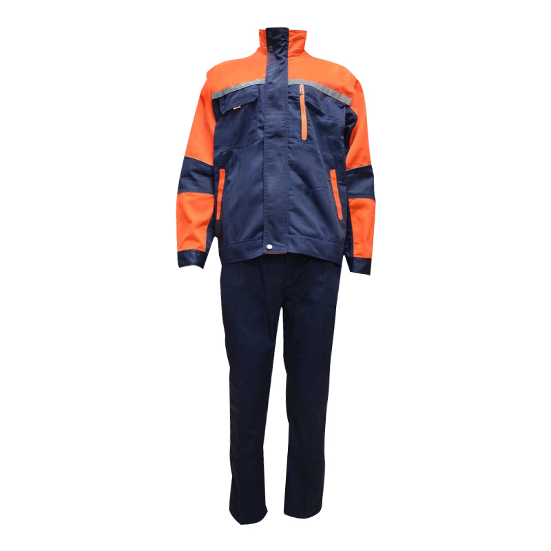 御林铁卫 橙色拼蓝色五代拼色春秋款工作服套装YL-6045 套高清大图
