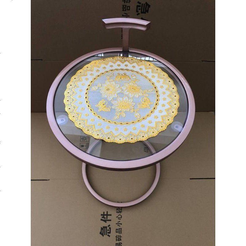 北欧茶几边桌金色铁艺小角几小户型客厅圆形沙发边几金属简约现代 玫瑰金玻璃款