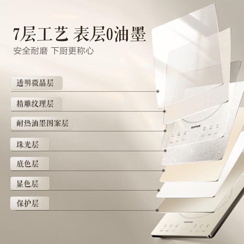 苏泊尔(SUPOR)家用多功能电磁炉 2200W猛火爆炒 10档火力调控 一体面板防水耐磨易清洁C22-IA631T高清大图