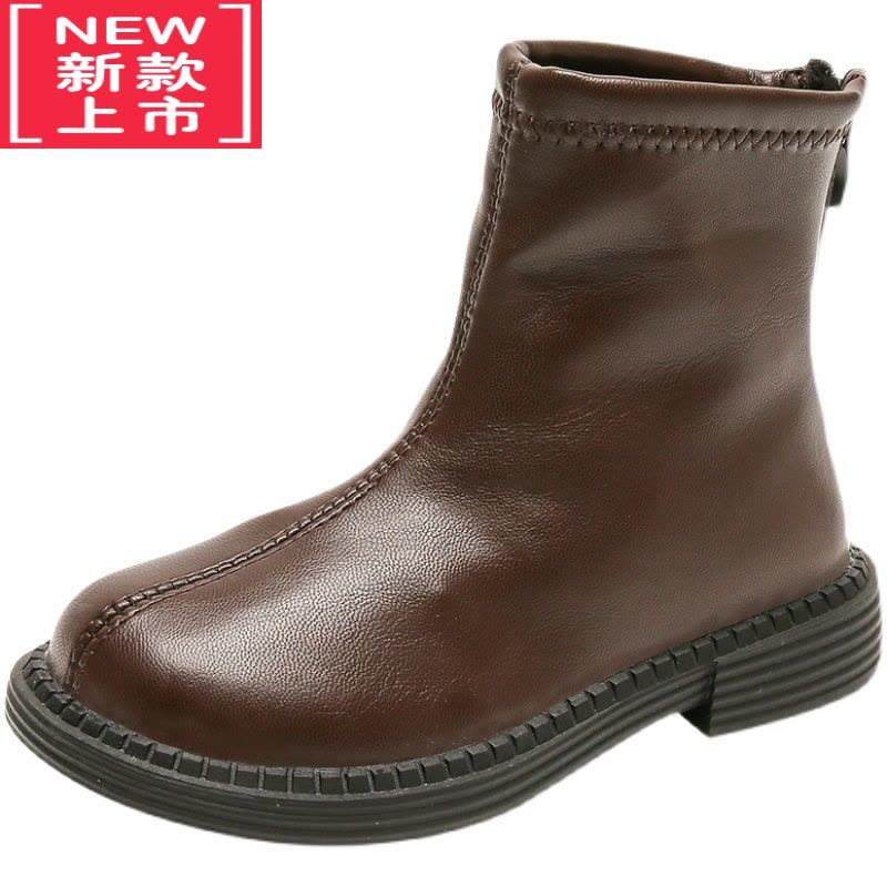 可莉允品牌女童短靴2022冬季新款中大童时尚百搭黑色单靴女孩皮靴儿童靴靴子图片