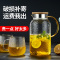 冷水壶玻璃水壶烘焙精灵凉水杯家用茶壶凉白开水杯套装大容量凉水壶 1000ML木盖乐享壶+1只贵妃杯