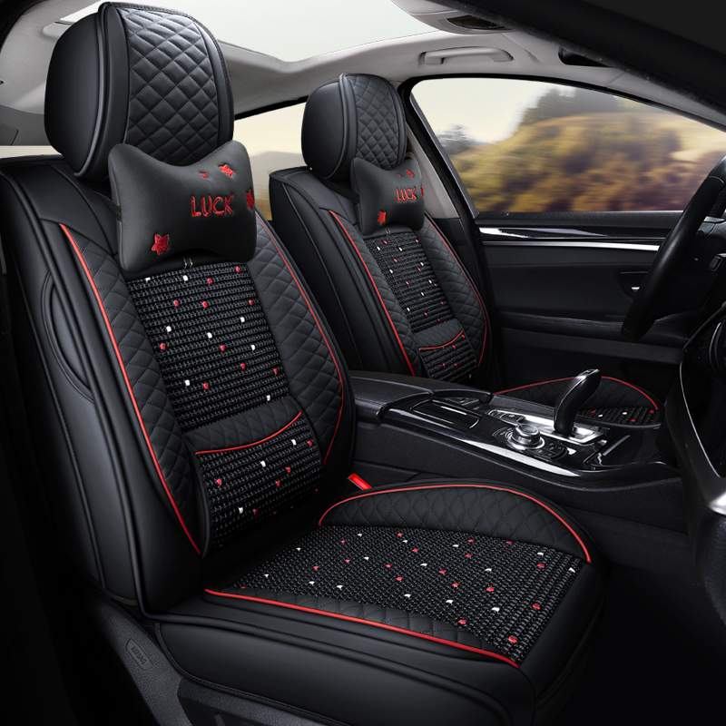 夏季汽车坐垫冰丝起亚K2K3K4K5 KX3 KX5现代IX35 IX25朗动智跑福瑞迪途胜四季通用皮革全包围座垫套凉垫