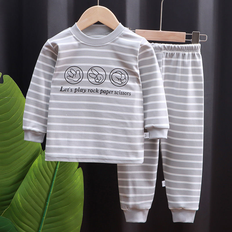 儿童秋衣秋裤套装男童女童春秋透气内衣中大童家居服保暖睡衣 套装/欢乐猜拳. 90