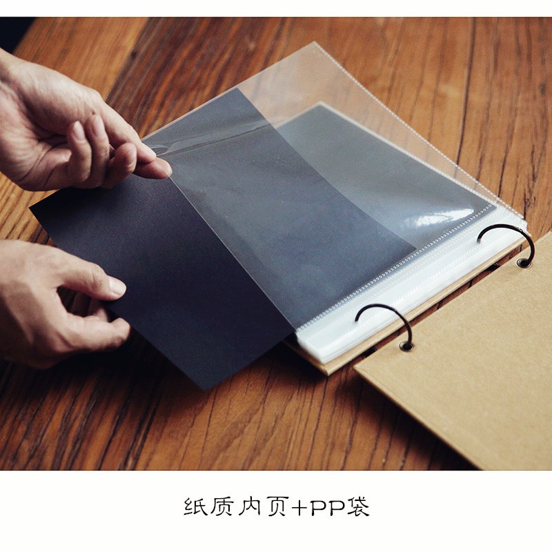 回忆录DIY粘贴式相册本插页式拍立得情侣手工家庭覆膜纪念册 三维工匠 丝带款:白封面+白内页高清大图