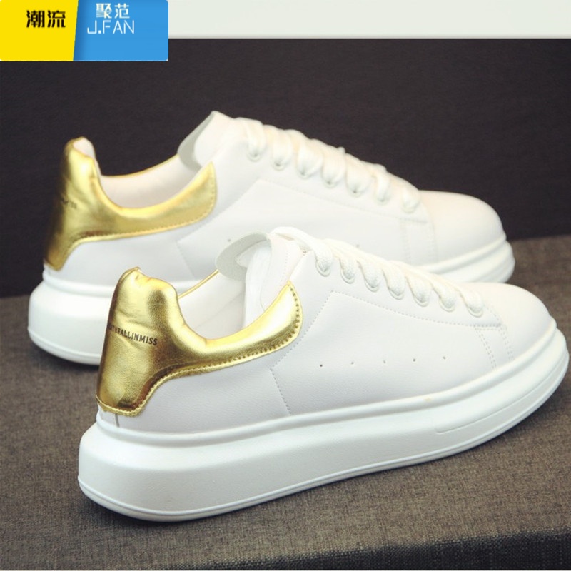 聚范情侣小白鞋男2021新款男鞋潮鞋板鞋增高白鞋百搭休闲皮鞋白色鞋子高清大图