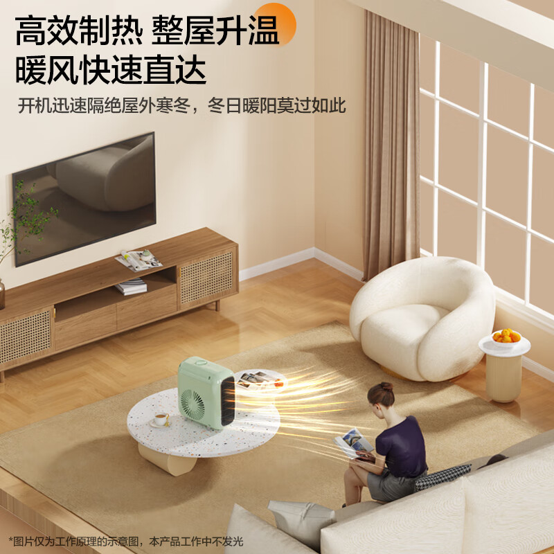 海尔(Haier)暖风机取暖器2000W功率电暖器家用办公室桌面台式电暖风暖脚器电热扇热风机 HNF-2026A 机械款高清大图